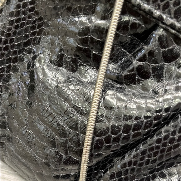 STEVE MADDEN - Black Patent Leather Clutch with Ruched Design - Picture 5 of 5